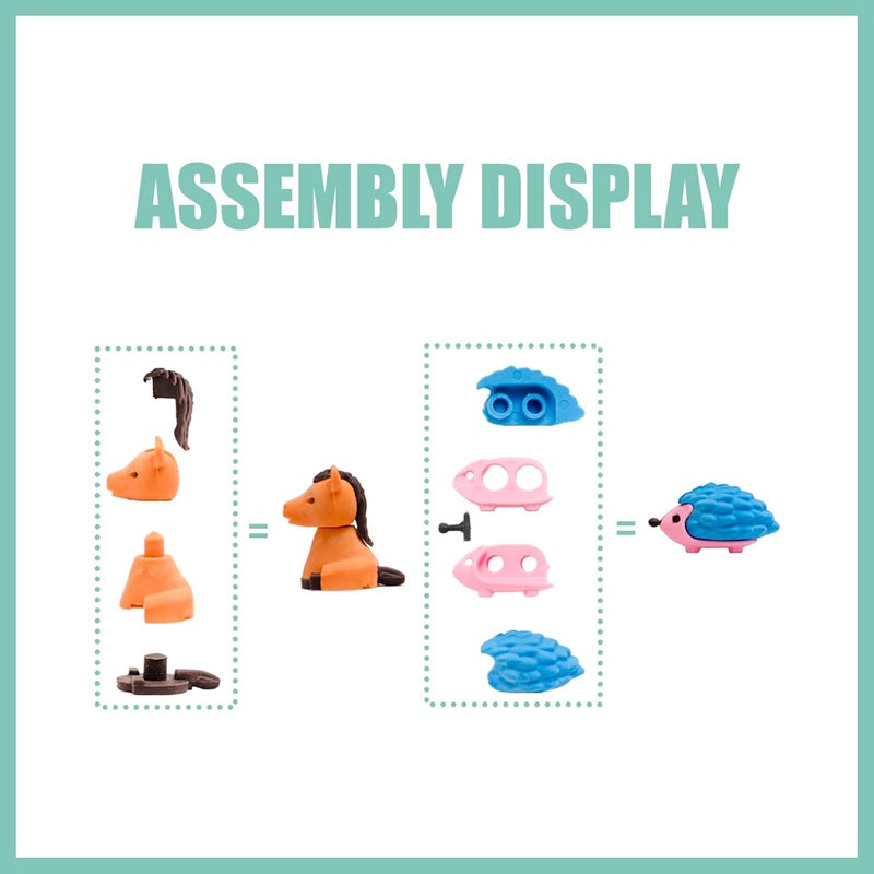 Clock King 132Pcs 3D Animal Erasers for Kids, All are Animal Styles, Random Desktop Pets Toys Gifts, Mini Puzzle Classroom Rewards, Kids Party Favors Back to School Supplies - Image 4
